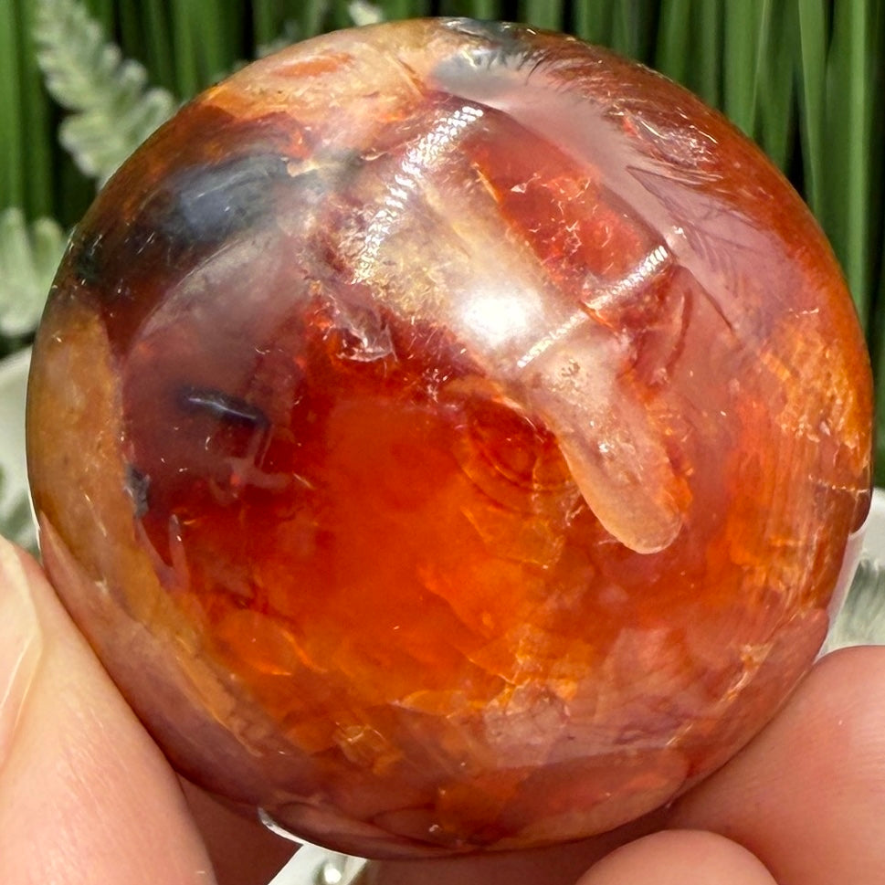 Carnelian in Orca Agate Sphere Healing Crystal Ball 72g 38mm