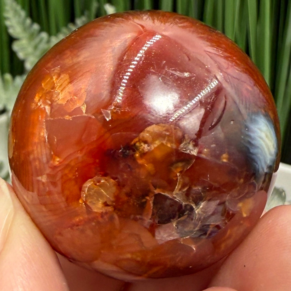 Carnelian in Orca Agate Sphere Healing Crystal Ball 72g 38mm