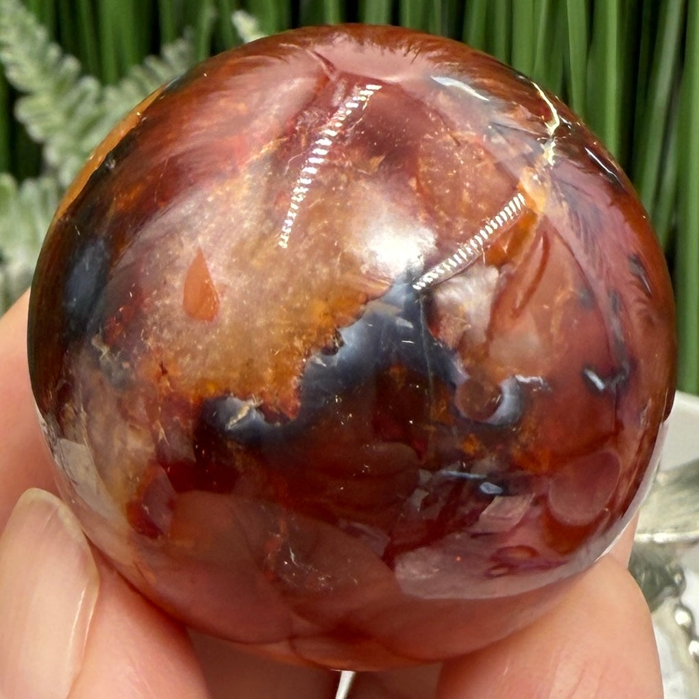 Carnelian in Orca Agate Sphere Healing Crystal Ball 72g 38mm