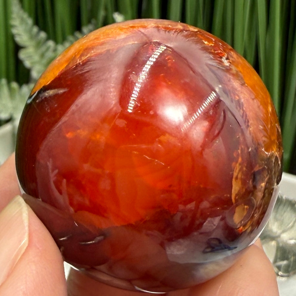 Carnelian in Orca Agate Sphere Healing Crystal Ball 72g 38mm