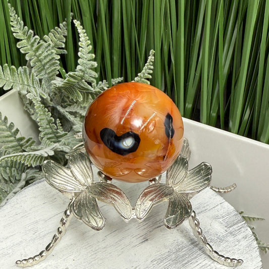 Carnelian in Orca Agate Sphere Healing Crystal Ball 107g 43mm