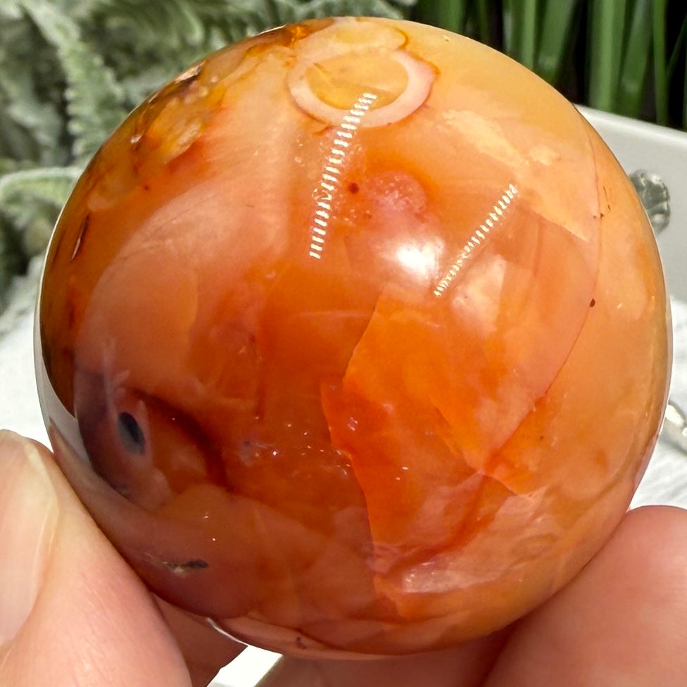 Carnelian in Orca Agate Sphere Healing Crystal Ball 107g 43mm