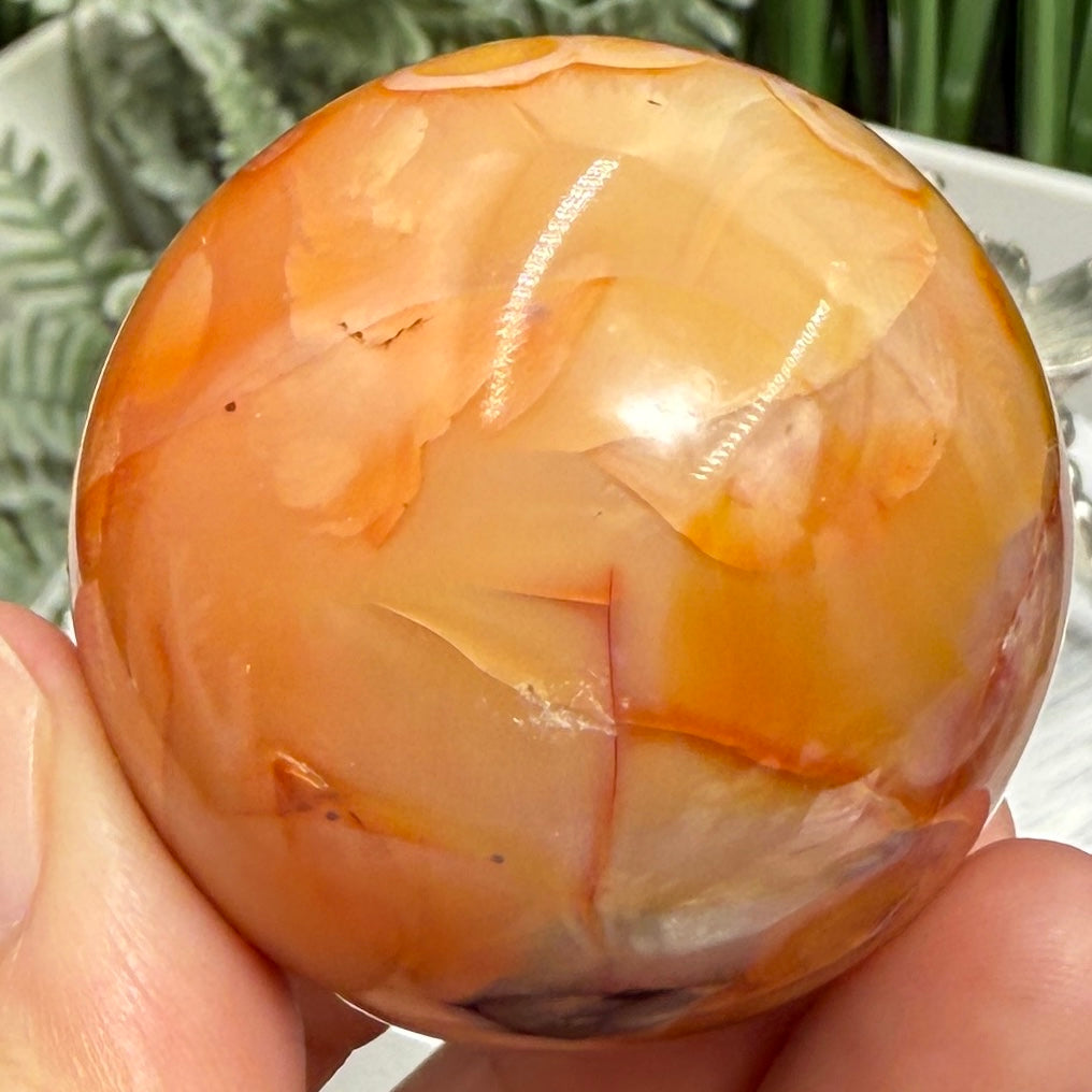 Carnelian in Orca Agate Sphere Healing Crystal Ball 107g 43mm