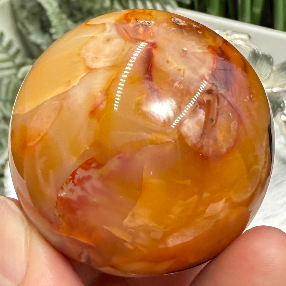 Carnelian in Orca Agate Sphere Healing Crystal Ball 107g 43mm