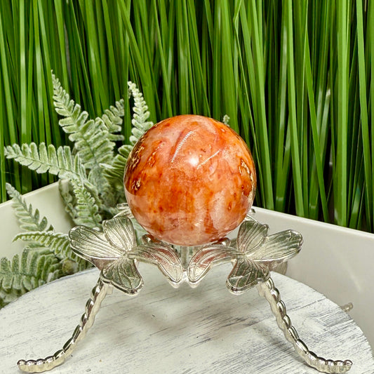 Carnelian with Quartz Sphere Healing Crystal Ball 102g 42mm