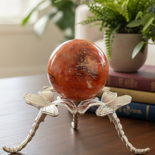Carnelian with Quartz Sphere Healing Crystal Ball 102g 42mm