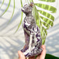 Chevron Dream Amethyst Egyptian Cat Healing Crystal Ancient Animal Carving 480g