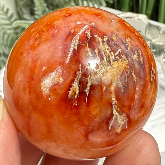 Carnelian with Quartz Sphere Healing Crystal Ball 102g 42mm