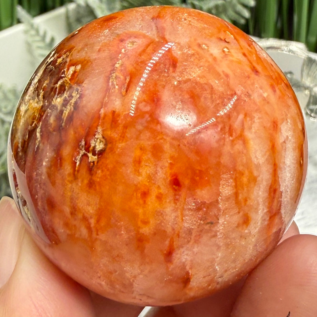 Carnelian with Quartz Sphere Healing Crystal Ball 102g 42mm