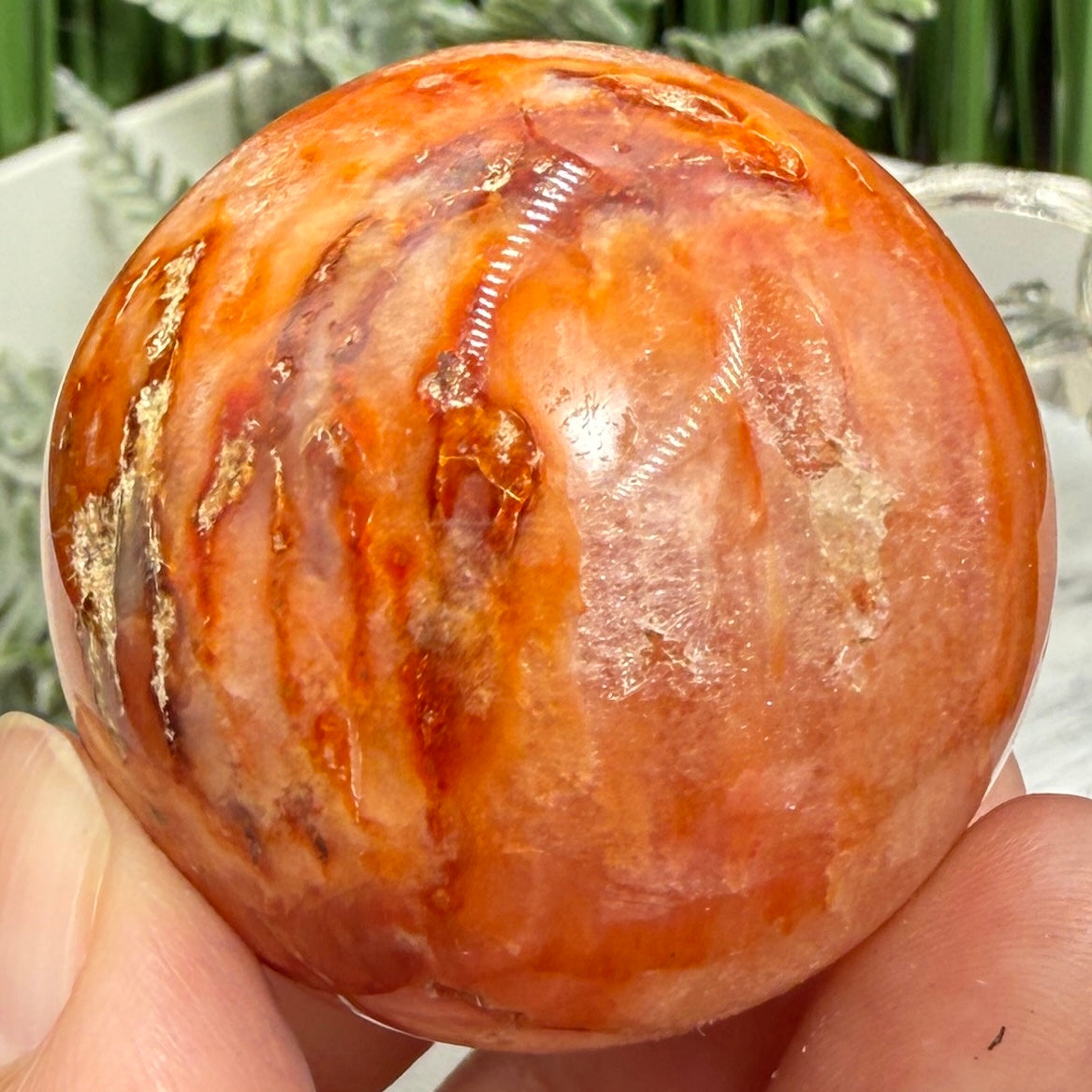 Carnelian with Quartz Sphere Healing Crystal Ball 102g 42mm