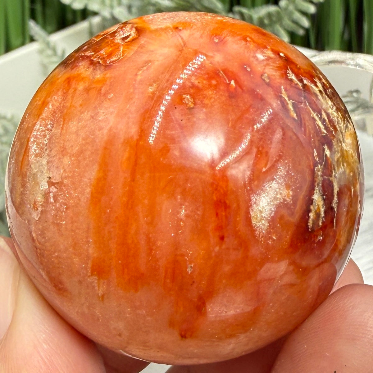 Carnelian with Quartz Sphere Healing Crystal Ball 102g 42mm