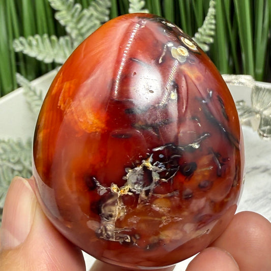 Carnelian Egg Healing Druzy Crystal with Stand 111g