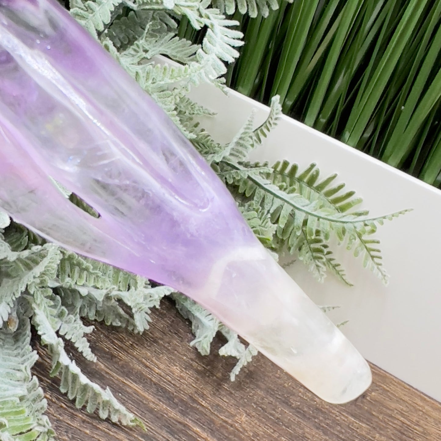 Chevron Dream Amethyst Rose Flower Crystal Carving 190g 201mm