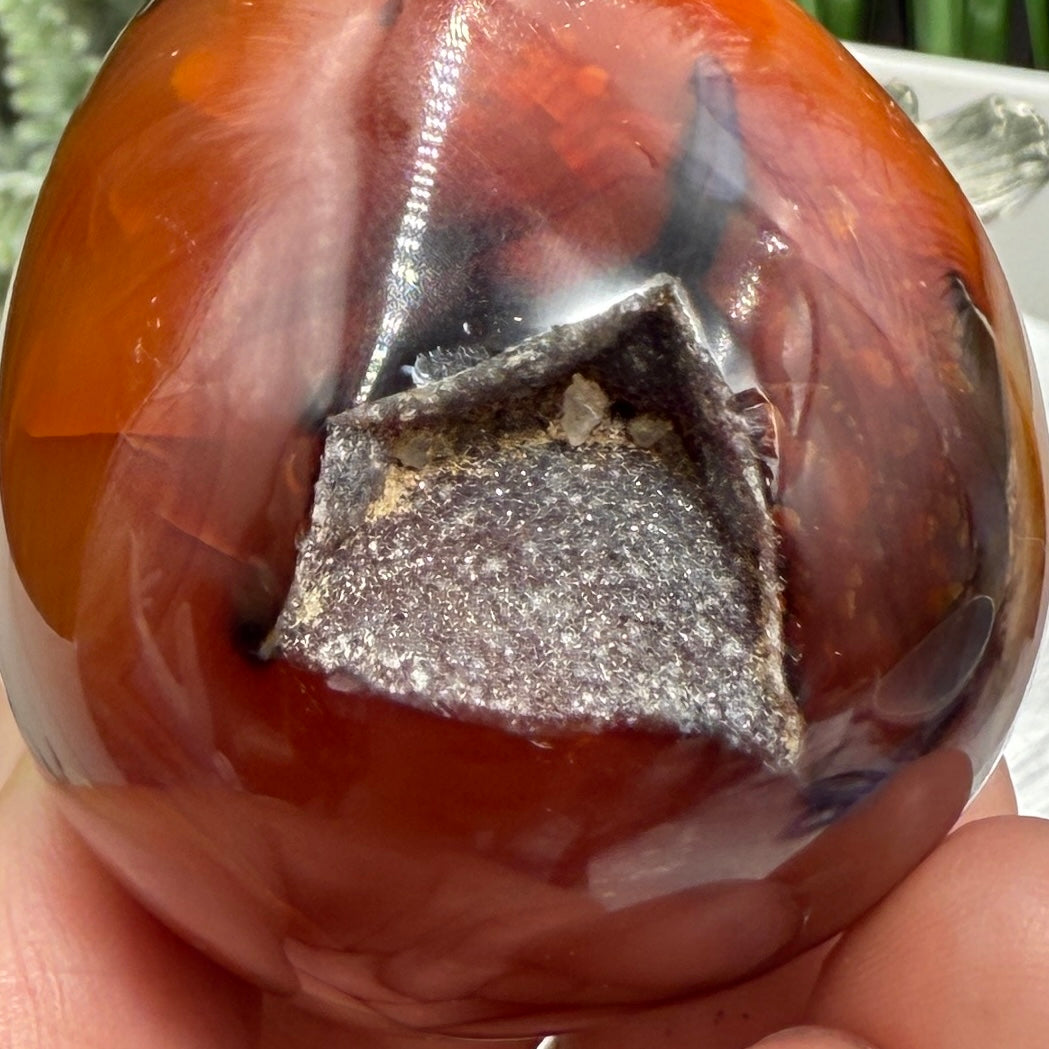 Carnelian Egg Healing Druzy Crystal with Stand 111g