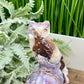 Chevron Dream Amethyst Owl on Skull Hollow Jaw  Crystal Carving 700g