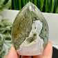 Moss Agate Quartz Druzy Flame High Quality Crystal 176g 82mm