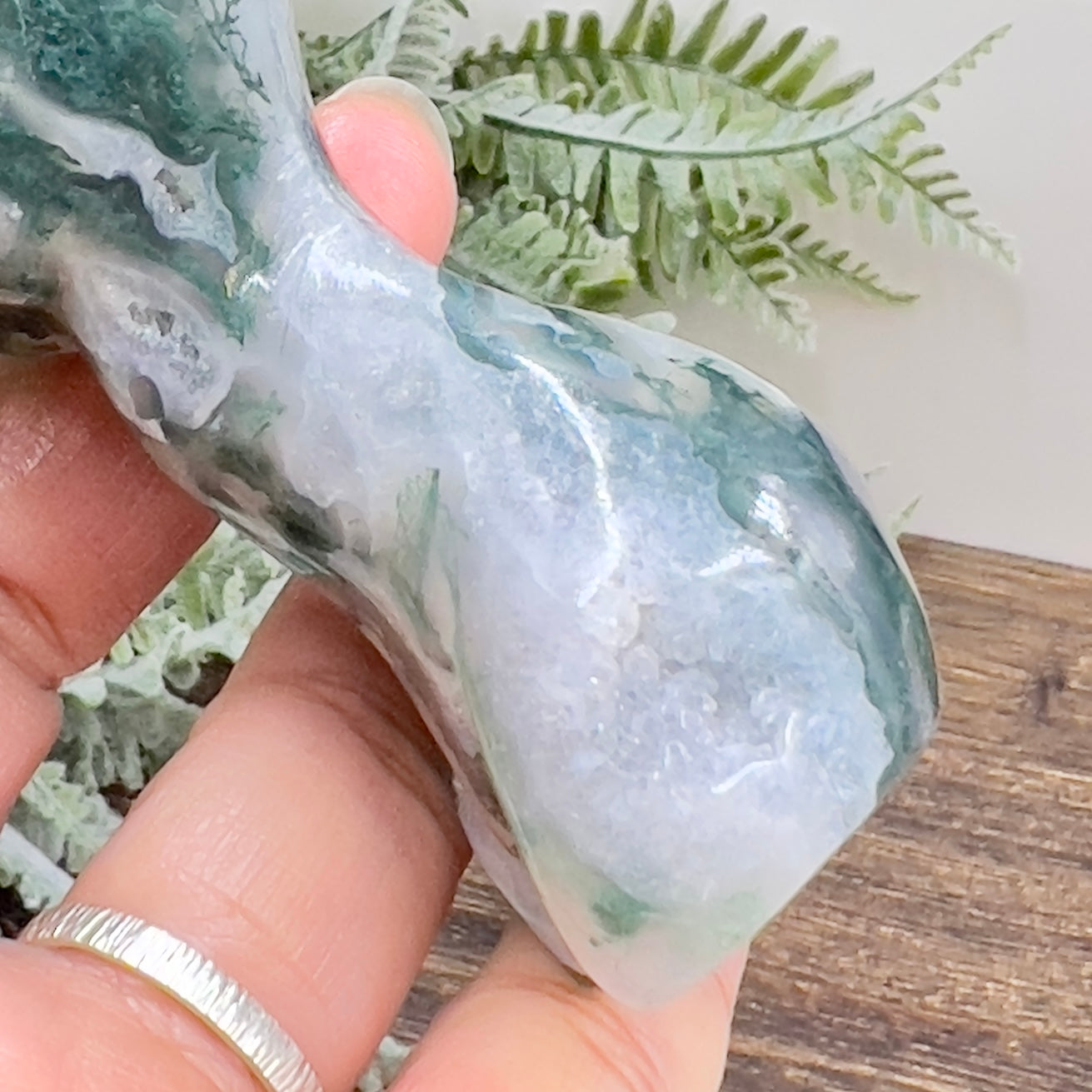 Moss Agate Female Body Crystal Lady Torso Carving 160g