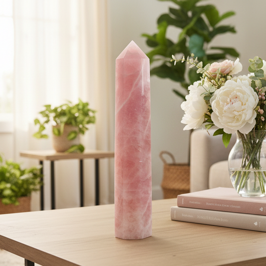 Rose Quartz Huge Tower Translucent Healing Crystal Generator 2562g 365mm