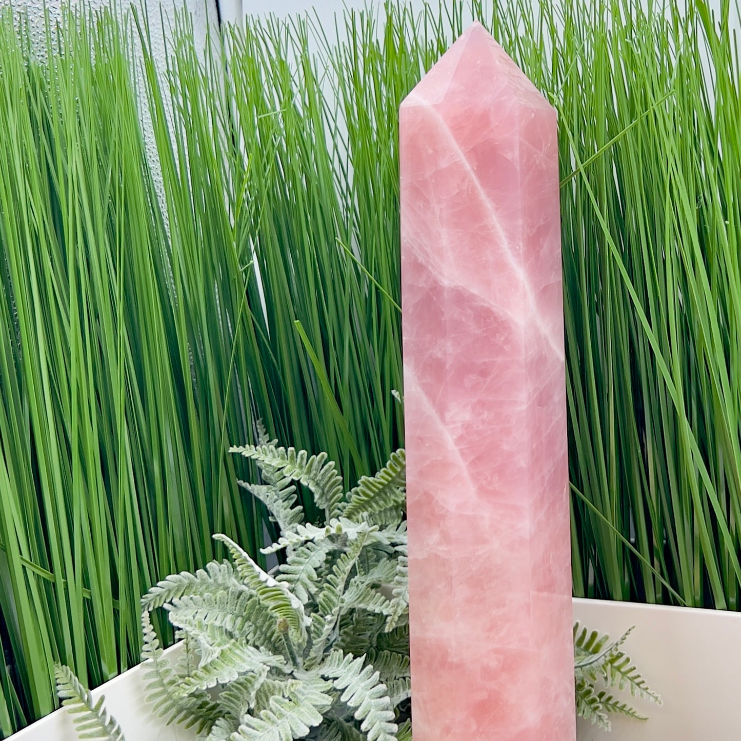 Rose Quartz Huge Tower Translucent Healing Crystal Generator 2562g 365mm