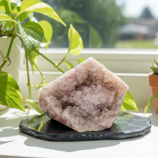 Flower Agate Pink Amethyst Cluster Free Form Specimen 1384g