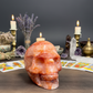 Hematoid Fire Quartz Skull Healing Crystal Carving 881g Slightly Damaged