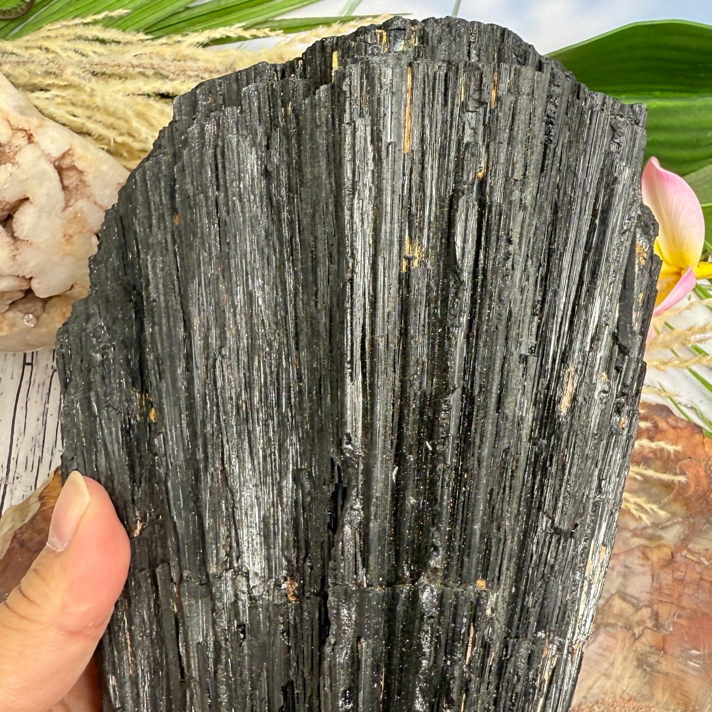 Huge Black Tourmaline Schorl Hay Stack Raw Specimen with Stand Crystal 5kg 11lbs