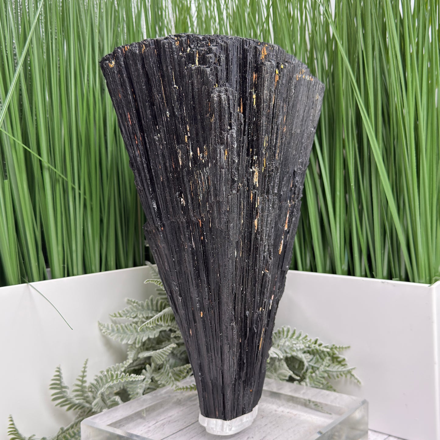 Huge Black Tourmaline Schorl Hay Stack Raw Specimen with Stand Crystal 5kg 11lbs