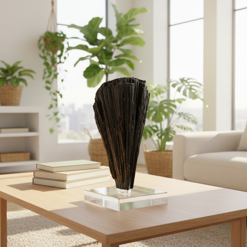 Huge Black Tourmaline Schorl Hay Stack Raw Specimen with Stand Crystal 5kg 11lbs