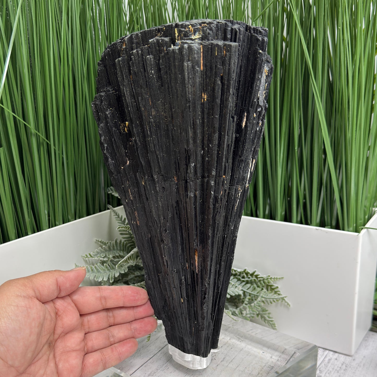 Huge Black Tourmaline Schorl Hay Stack Raw Specimen with Stand Crystal 5kg 11lbs