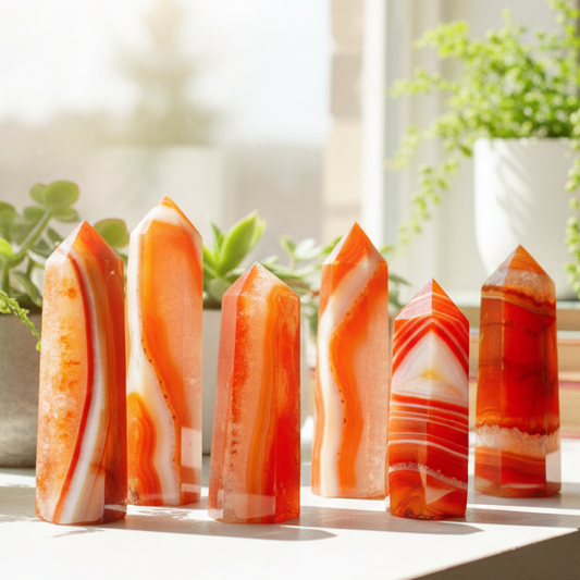 Carnelian Quartz Crystal Points Towers Generators YOU CHOOSE