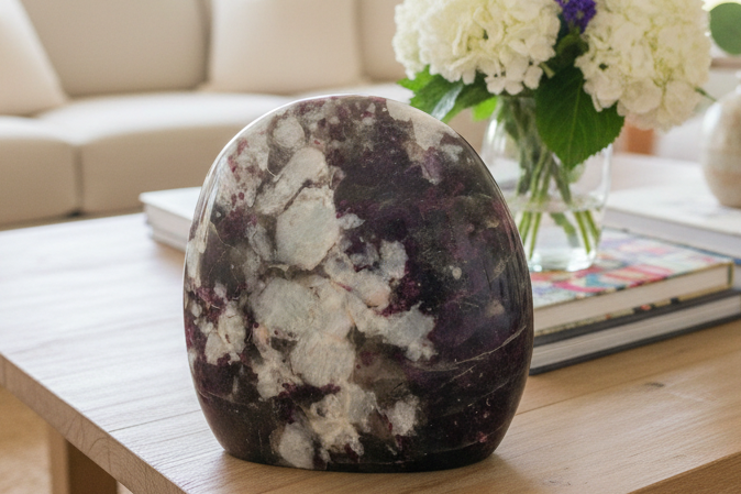 Plum Tourmaline Free Form Flame Healing Crystal Carving 738g