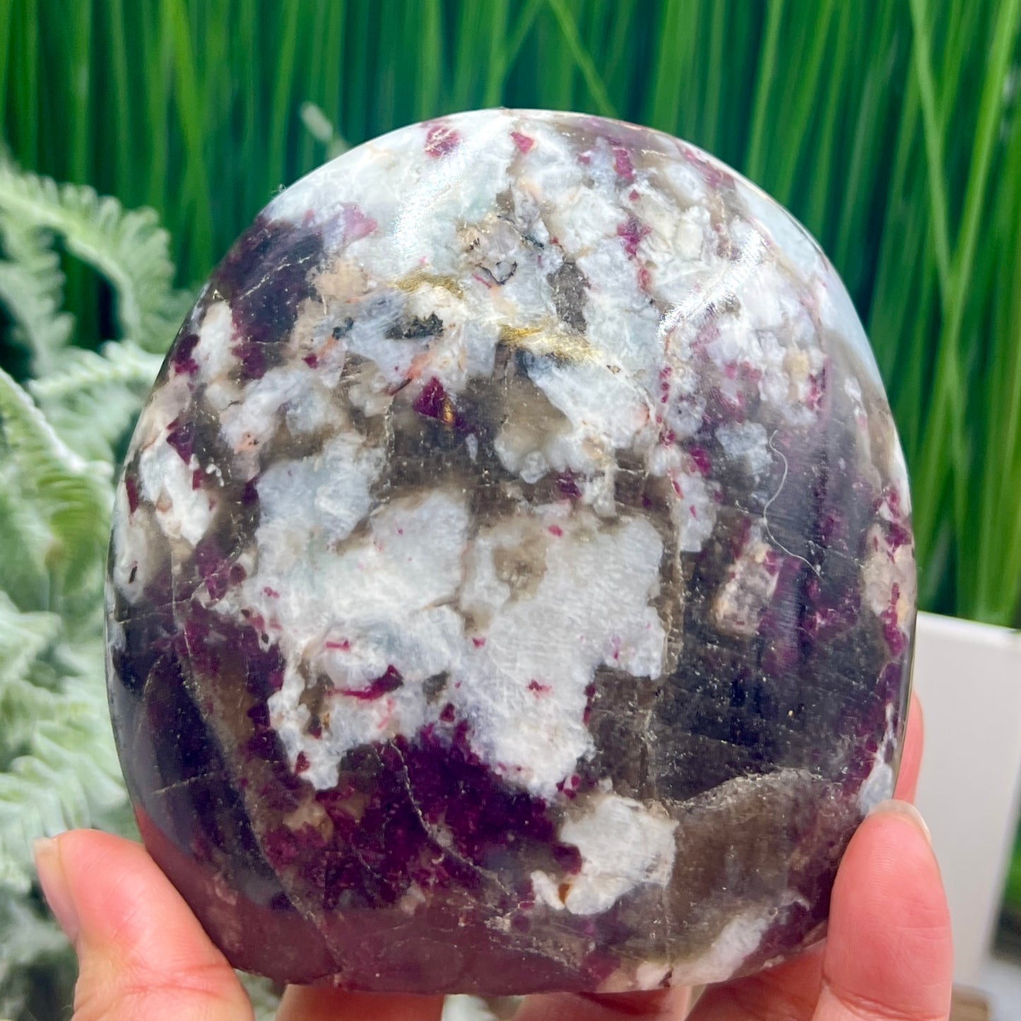 Plum Tourmaline Free Form Flame Healing Crystal Carving 738g