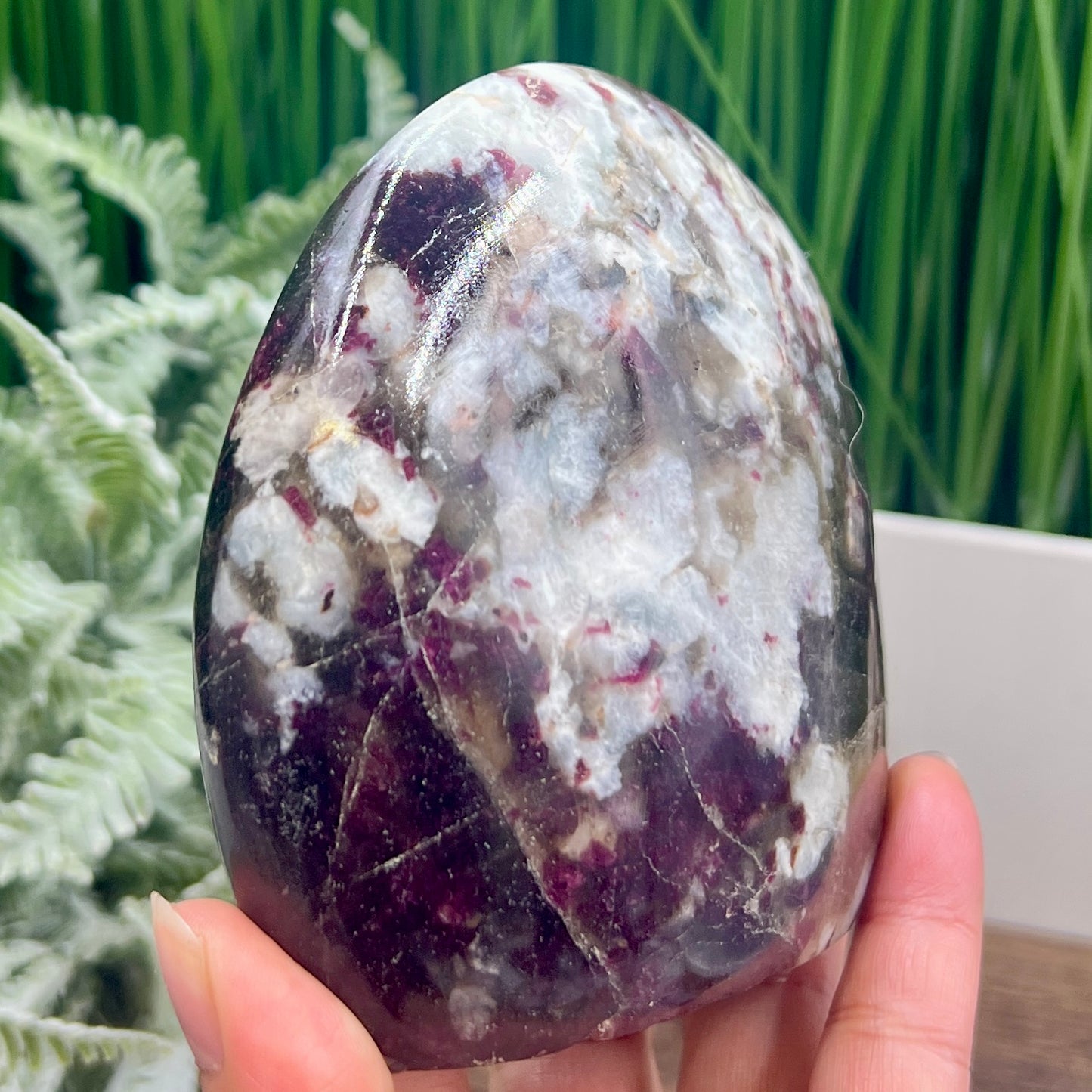Plum Tourmaline Free Form Flame Healing Crystal Carving 738g