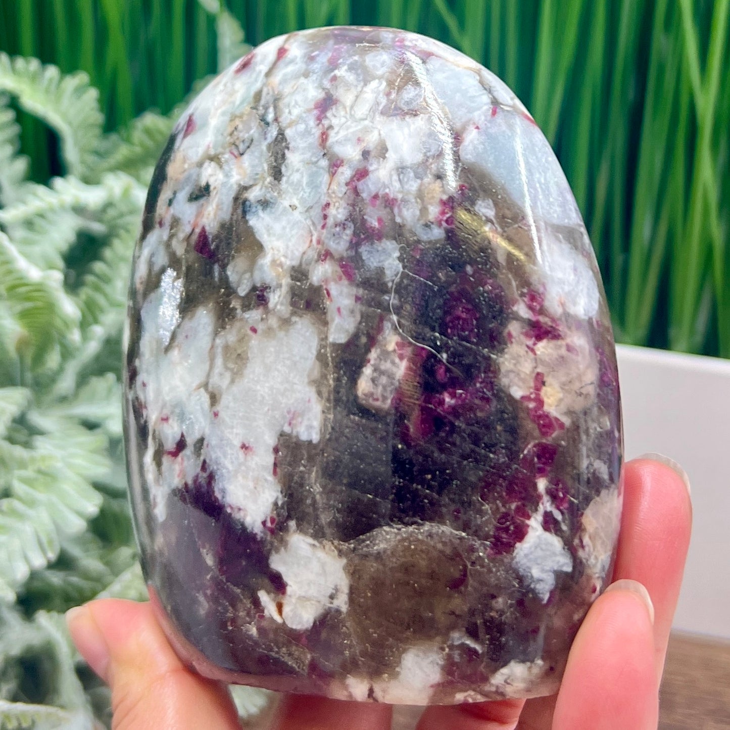 Plum Tourmaline Free Form Flame Healing Crystal Carving 738g