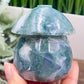 Moss Agate Mushroom House Healing Crystal Carving 322g