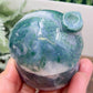 Moss Agate Mushroom House Healing Crystal Carving 322g
