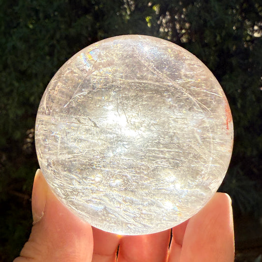 Clear Quartz with Hematoid Fire Quartz Sphere Crystal Ball 260g 57mm