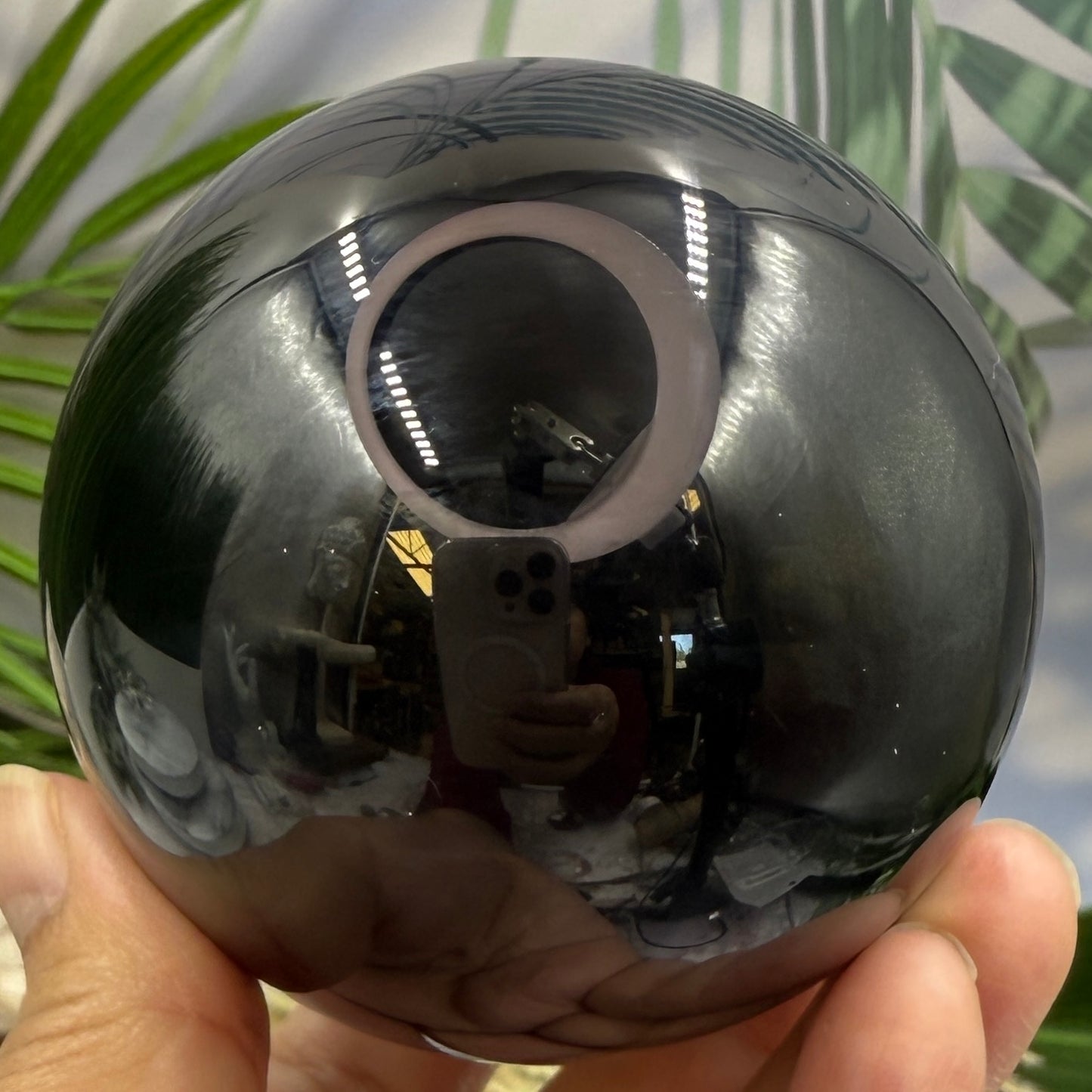 Black Obsidian Sphere Large Crystal Ball 669g 79mm Diameter