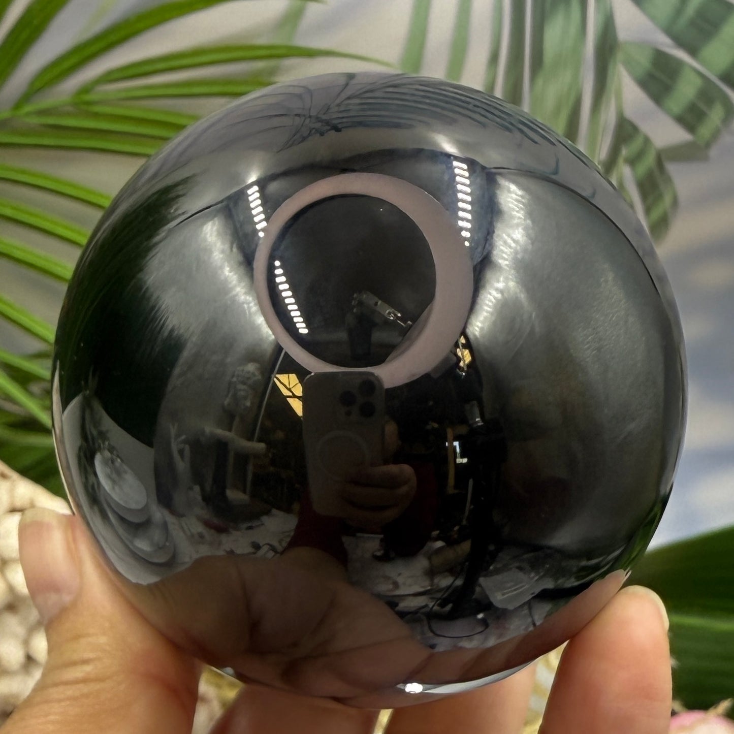 Black Obsidian Sphere Large Crystal Ball 669g 79mm Diameter