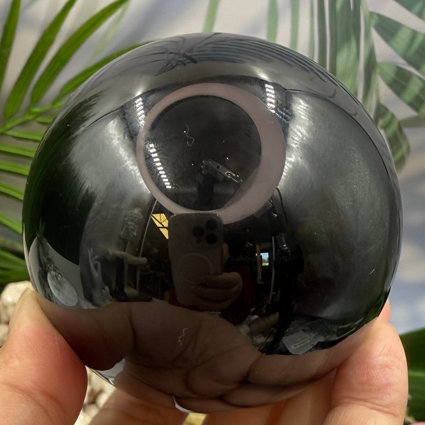 Black Obsidian Sphere Large Crystal Ball 669g 79mm Diameter