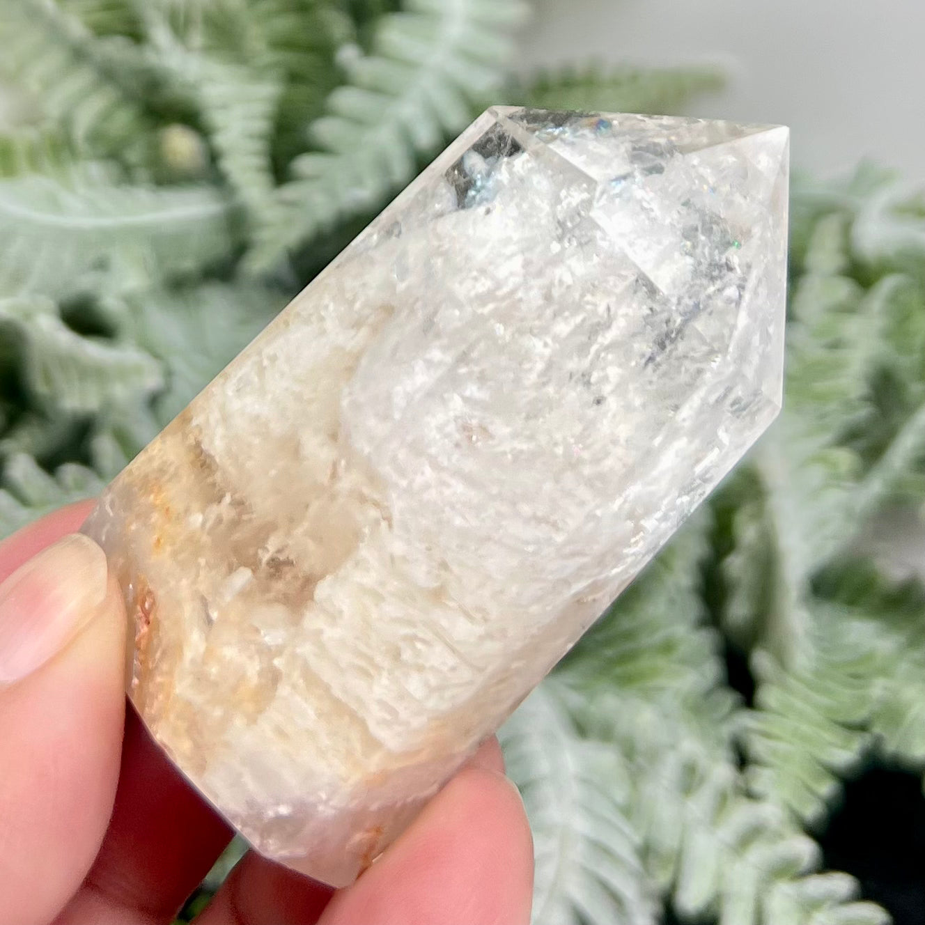 White Lodolite Garden Scenic Quartz Rare Healing Crystal Generator 94g 63mm