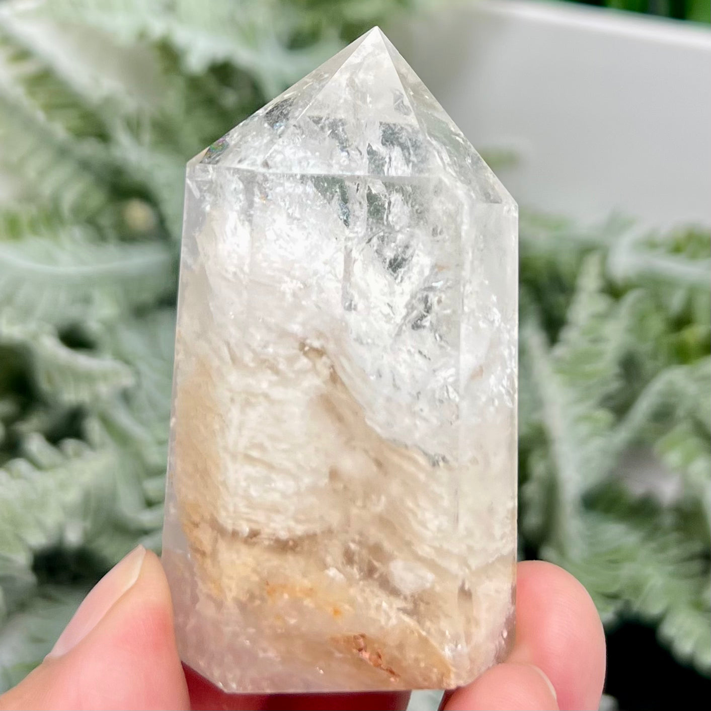 White Lodolite Garden Scenic Quartz Rare Healing Crystal Generator 94g 63mm