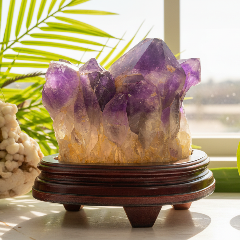 Amethyst Cluster with Stand Natural High Quality Raw Crystal 2452g