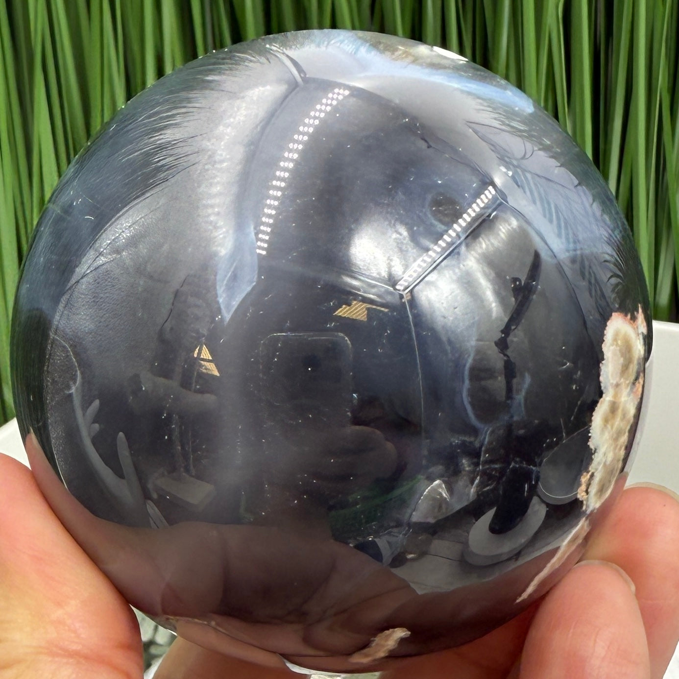 Volcanic Agate Quartz Sphere UV Reactive Crystal Ball 526g 73mm