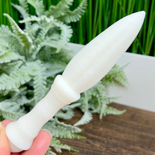Marble White Knife Dagger Crystal Blade Decoration Reiki Healing Gift
