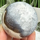 Volcanic Agate Quartz Sphere UV Reactive Crystal Ball 327g 63mm