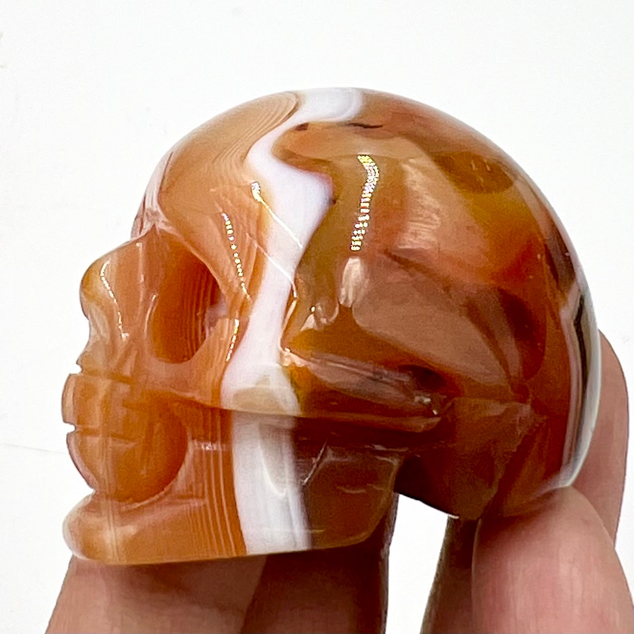 Carnelian Skull 2 Inches Rare Hand Carved Crystal Carving