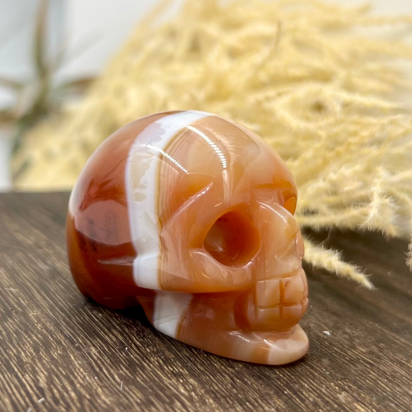 Carnelian Skull 2 Inches Rare Hand Carved Crystal Carving