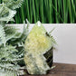 Prehnite with Epidote Flame Free Form Crystal Carving 274g