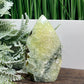 Prehnite with Epidote Flame Free Form Crystal Carving 274g